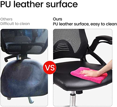 Artethys Drafting Chair With Flip-Up Armrests, Tall Office Chair Adjustable Height, Standing Desk Chair Rotatable Pu Leather Seat(Black) #TOP3