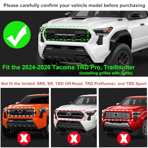 Image of Upgrade Grille Decor Badge Emblem Compatible with 2024 2025 2026 Toyota Tacoma Accessories TRD Pro, Trailhunter Tri-Color Front Grille Insert Trims (Yellow /Orange /Red)