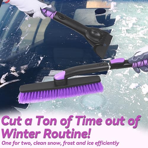 Olvídate del hielo difícil con el cepillo de nieve extensible y raspador para parabrisas 5