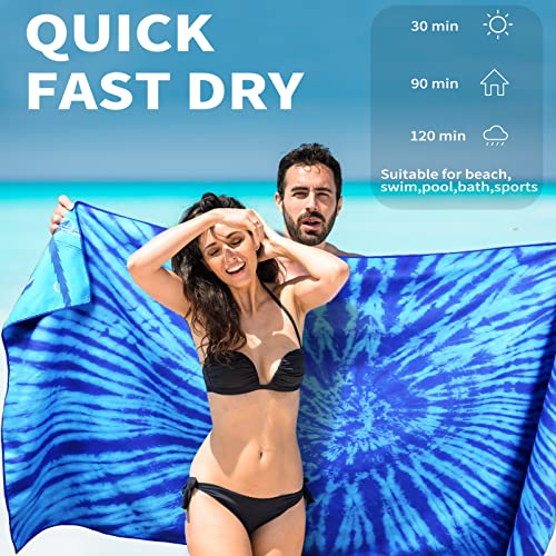 4 Pack Lightweight Thin Beach Towel Oversized 71"X32" Big Extra Large Microfiber Sand Free Towels For Adult Quick Dry Travel Camping Beach Accessories Vacation Essential Mandala Tie Dye Elephant Leaf #TOP2