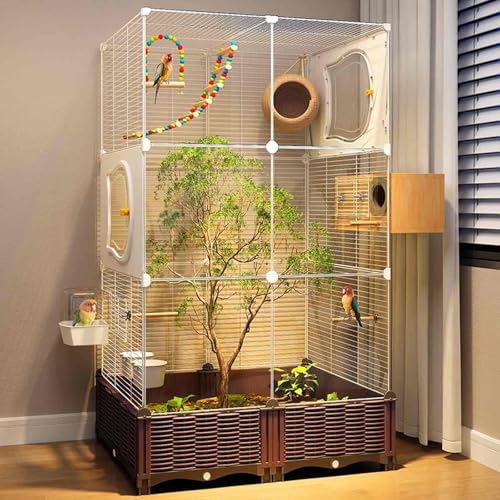 Vogelkäfig-Set aus Acryl für - Transparentes horizontales Drahtgeflecht - 12-teilige Kollektion für optimale Vogelpflege