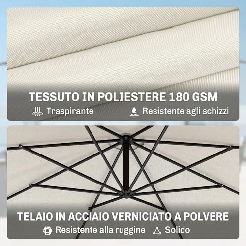 Sombrilla para terraza patio con tejido de poliéster y ajuste de ángulo 4