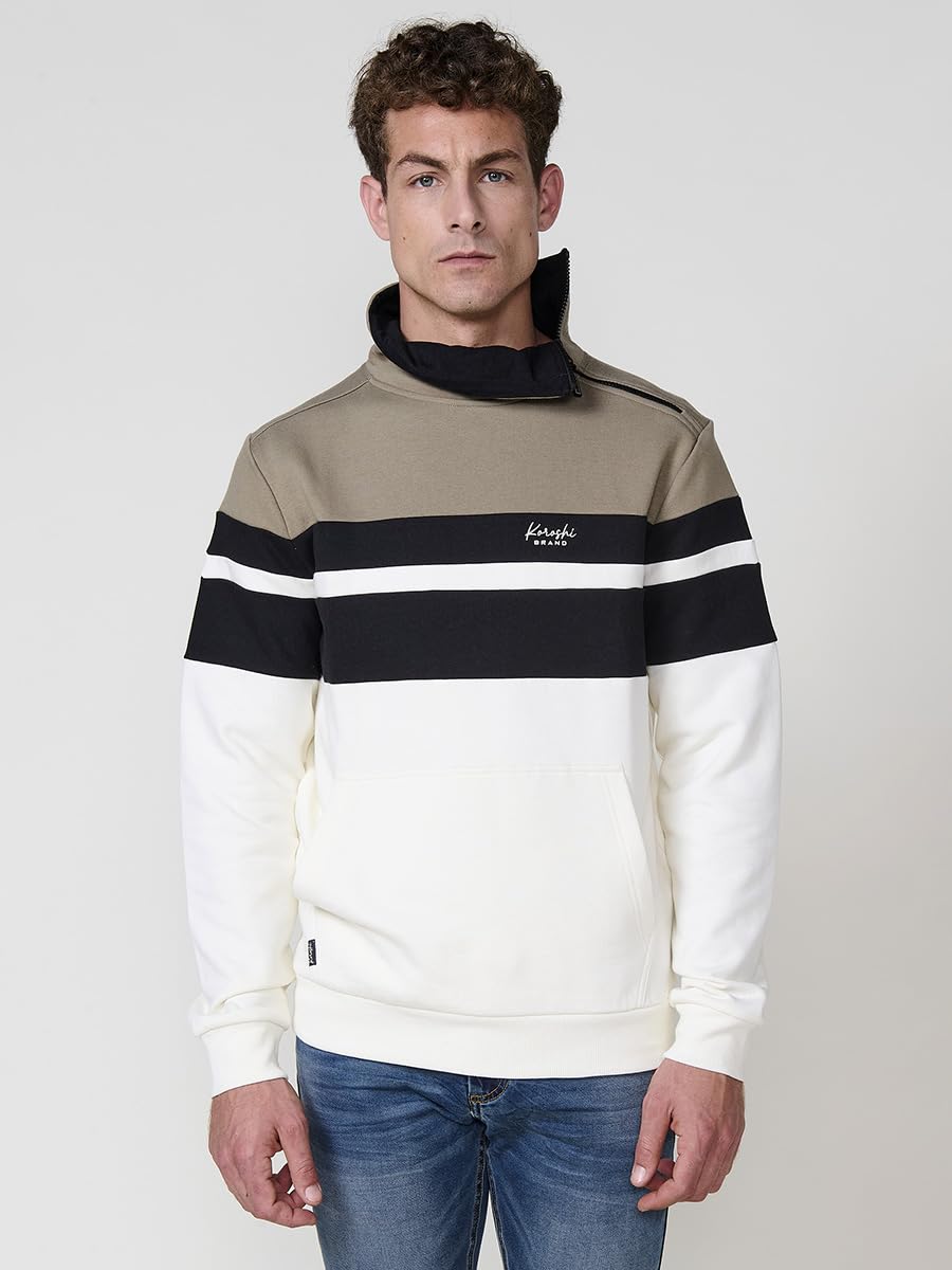 Koroshi Sudadera Hombre Cuello Alto Cremallera Rayas 2521SU14