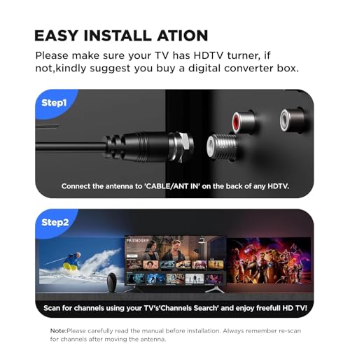 STAYGOLD 2024 Signal Enhance TV Antenna Indoor with 600+ Miles Range Supports 1080p 4K for Smart HDTV and Older TVs, 18ft HDTV Cable - Thumbnail 7