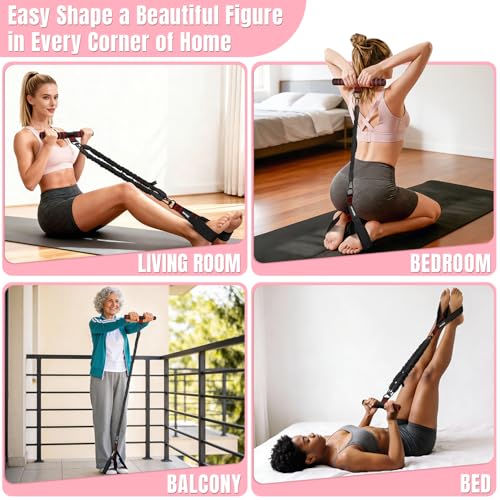 Image of Upgraded Multifunction Pedal Resistance Band with Handle, 3 Tube Adjustable Resistance Bands for Abdomen, Waist, Arm, Core /ABS, Leg Workout - Sit Up Exercise Equipment for Women