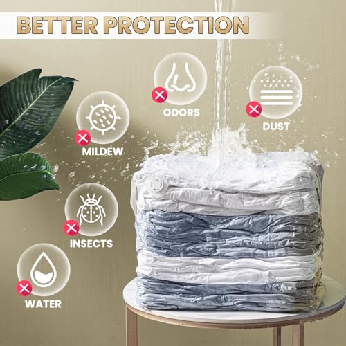 Image of TAILI 6 Pack Vacuum Storage Bags, Cube Combo (3 Jumbo+3 Medium), Cream | Vacuum Seal Bags for Clothing, Bedding, Comforters, Blankets, Space Saver No Pump Compression Cube, 2 Size