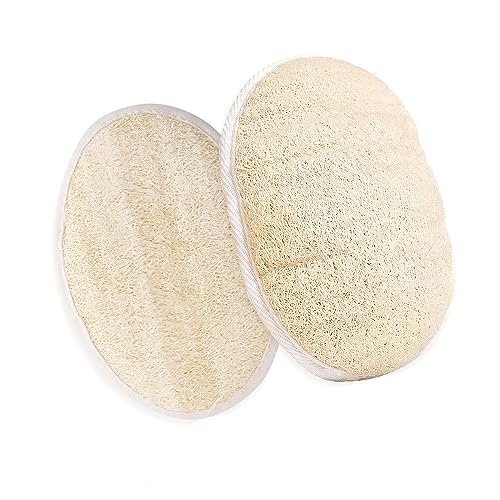 2 esponjas de lufa natural – exfoliante biodegradable, respetuoso con el medio ambiente y biodegradable, esponja para limpieza profunda y piel saludable
