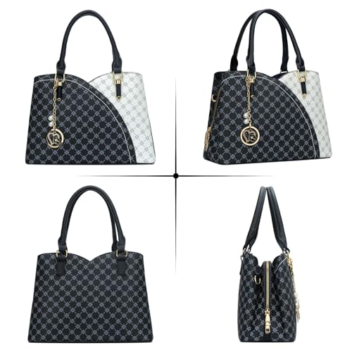Image of KKXIU Triple Compartments Purses and Handbags for Women Fashion Ladies Satchel Shoulder Top Handle Bag