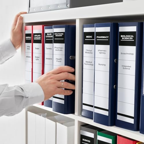 100 Stück Ordner Etiketten Selbstklebend Breit Ordnerrücken Aufkleber Weiß Ordner Rückenschilder Selbstklebend 5.4 * 19cm für 8 cm Breit Ordner