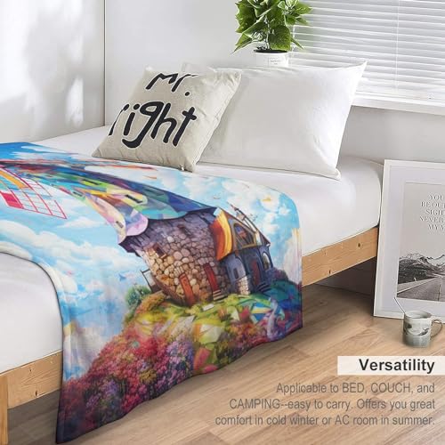 Manta de franela suave Colorful Windmill 180x200 cm gris para cama y sofá de cuatro estaciones 7