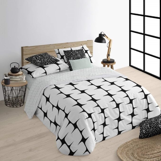 Funda nórdica 140x200 BELUM Lahan Black de algodón orgánico para cama individual