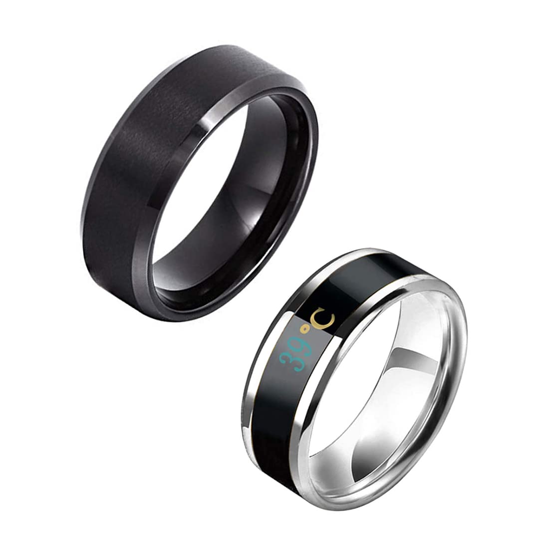yellow chimes Rings for Men 2 Pcs Combo Dragon Celtic Inlay Polish Finish Titanium Steel Rings for Men & Boys (Combo-8, US 9)-picture-23