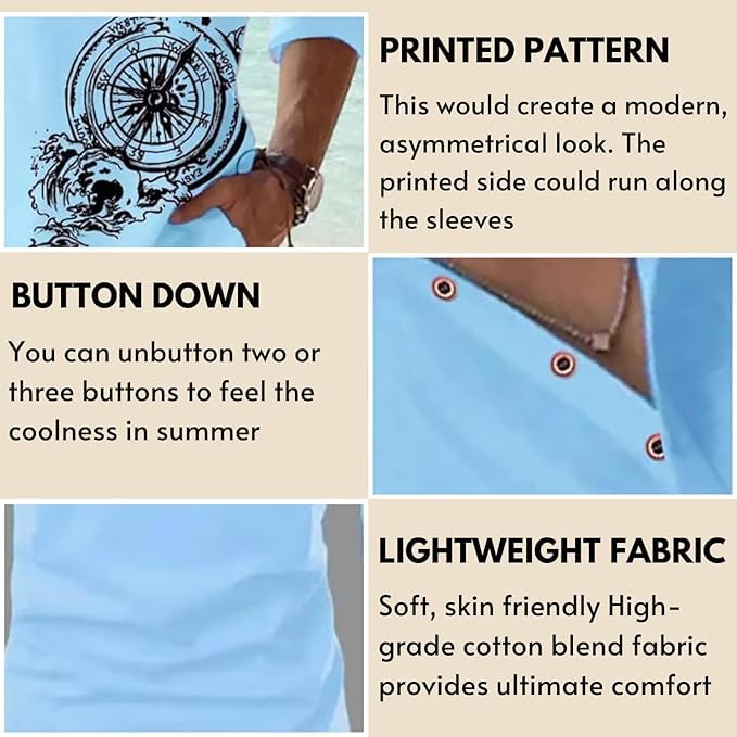 Image of Amazon Brand - INKAST Men's Cotton Blend Mandarin Collar Regular Fit Full Sleeve Casual Short Kurta