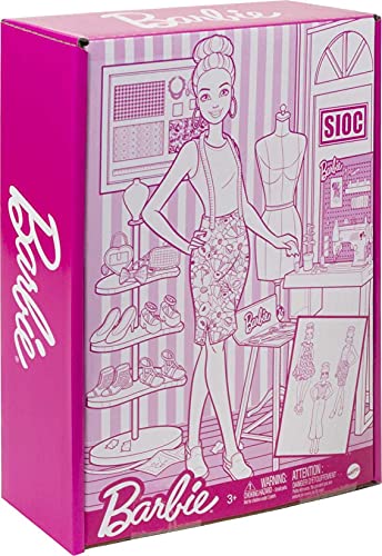 Muñeca Barbie Fashion Designer con 25 accesorios miniatura 6