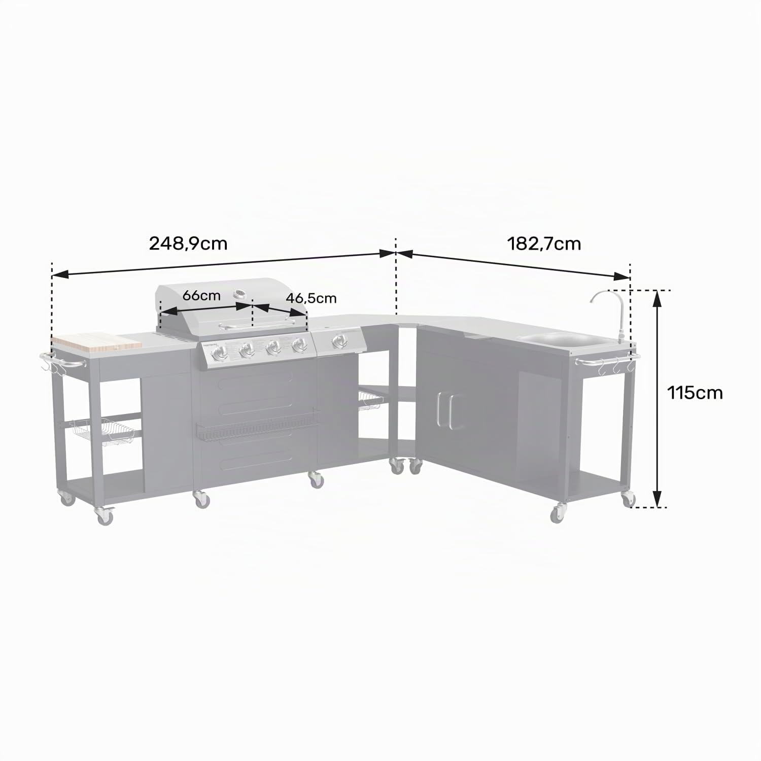 Happy Garden Cocina esquinera Exterior Texas 4+1 Quemadores 17,2 kW