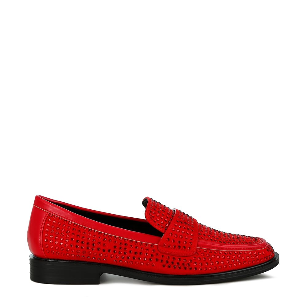 london rag Women's Hobbs Rhinestone Embellished Loafers - Glamorous Slip-On Dress Shoes, Elegant Comfortable Flat Shoes for Wedding Guest, Party & Special Occasions-picture-14