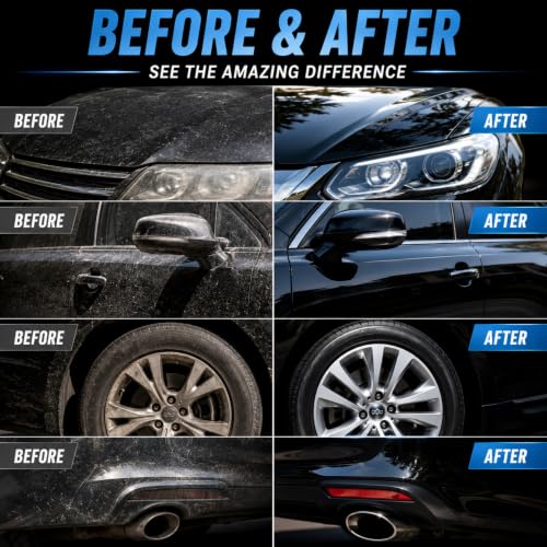 Image of CAR SAAZ Car & Bike Care Kit (10 Items) | Exterior Polish, Dashboard Polish, Shampoo, Upholstery Cleaner, Tyre Shiner 100 ML Each, 4 Applicators & Cloth | Interior & Exterior Cleaning & Shine Pack