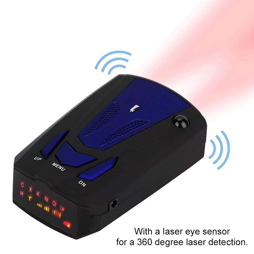 Rilevatore di per auto, 3 pieno funzionamento funzionamento per la casa,360 gradi rilevatore di GPS 16 bande per auto allarme prompt vocale Riloer rilevatore di (blu)