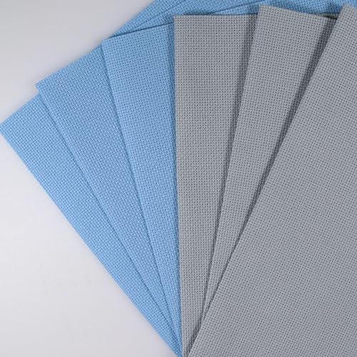 Image of KCS 4 /6 pc of 12 inch x 18 inch 30cmx45cm 16CT Counted Cotton Aida Cloth Cross Stitch Fabric (Sea Foam+Light Blue, 6 pc)
