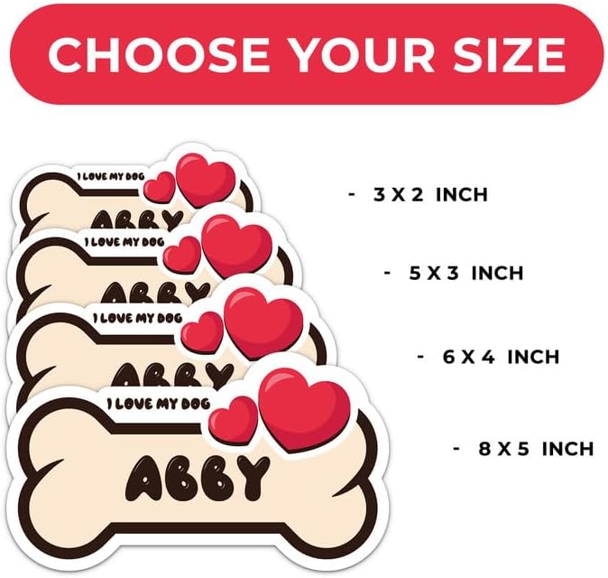 Vista 4 de Abby - Calcomanía de vinilo impermeable con nombre de perro, para parachoques de automóvil, laptop, botella de agua, taza, cuenco de mascotas