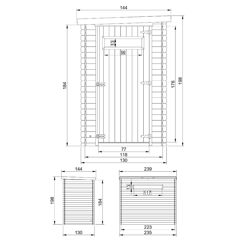 Casa de Almacenamiento jardín 144x239x198 cm/2.63m2 - Cobertizo de Madera pequeño - Techo, Ventana- TIMBELA M306A+M306G - con Suelo TRATADO