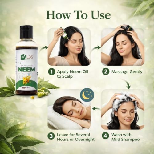 Image of Pure Neem Oil 100% Extra Virgin Cold Pressed | Natural Carrier Oil for Hair, Scalp & Skin Care | Deep Moisturizing Oil for Healthy Looking Hair & Daily Massage | 100ml (Pack of 2)