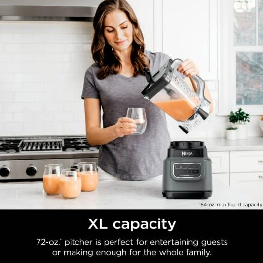 Ninja Classic Blender, 1000 Watts, Low, Medium, High Speeds, 72 Oz. Pitcher, Total Crushing Blades, Dark Gray (BE200)