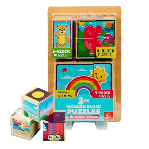 Image of Chuckle & Roar Wooden Block Puzzles 3 Pack
