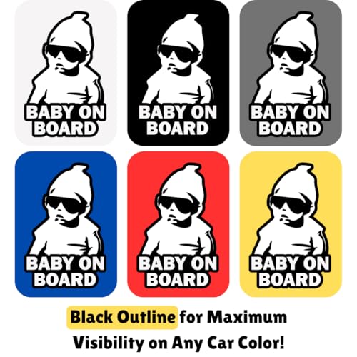 Image of TOTOMO Baby on Board Sticker for Car - Window Decal, Bumper Sign for New Parents, Durable Waterproof Safety Warning Sign for SUV Truck Minivan - Carlos, 2 Pack