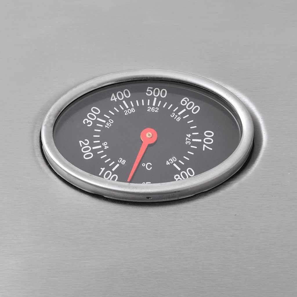 Barbecue a gas 4+1 con fornello laterale, carrello in acciaio inox, con copertura, termometro, vaschetta raccogli grasso, 104 x 55,4 x 97,7 cm, argento