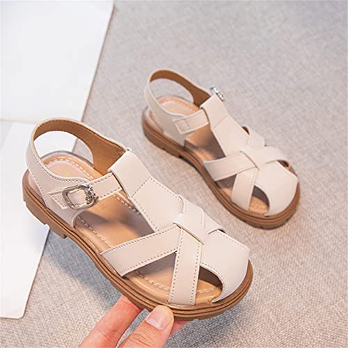 Girls Sandals Half Wrap Head Strap Flat Princess Shoes Summer Dress Shoes for Toddler Little Child Big Girl Tennis Shoes (White, 9 Toddler) 6