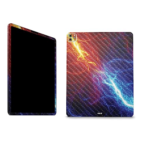 Image of MightySkins Carbon Fiber Skin Compatible With Apple iPad Pro 12.9 inch M2 6th Gen (2022) Full Wrap Kit - Color Lightning | Protective Durable Textured Carbon Fiber Finish | Easy To Apply | Made in the USA