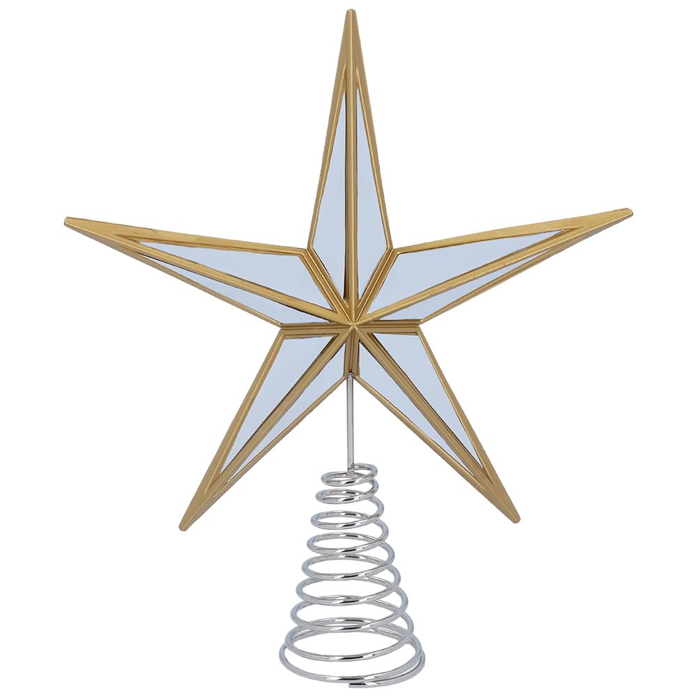 Gisela Graham Mirrored Star Christmas Tree Topper, 30cm (Gold)