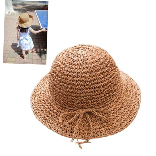 GALPADA Casual Khaki Straw Hat Summer Sun Protective Cap with Bowknot Design Fits Stylish Beach Hat for Vacation and Outdoor Fun2