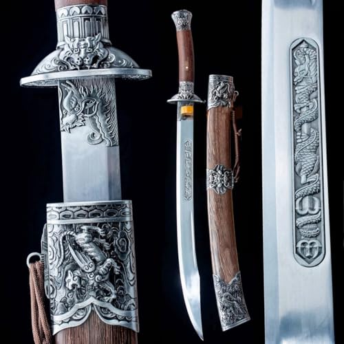 Dragon/Tiger Broadsword Chinese Saber Jian Kungfu Oxtail Knife High Manganese Steel Blade Sharp Wushu Dao Sword Katana