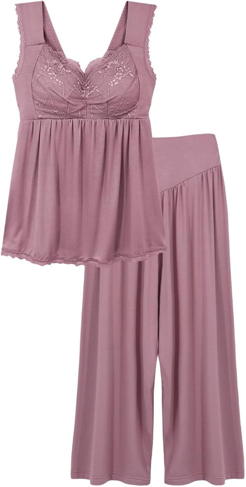 Amazon.co.jp: [ツーハッチ] ナイトブラ一体型キャミ&クロップドパンツ