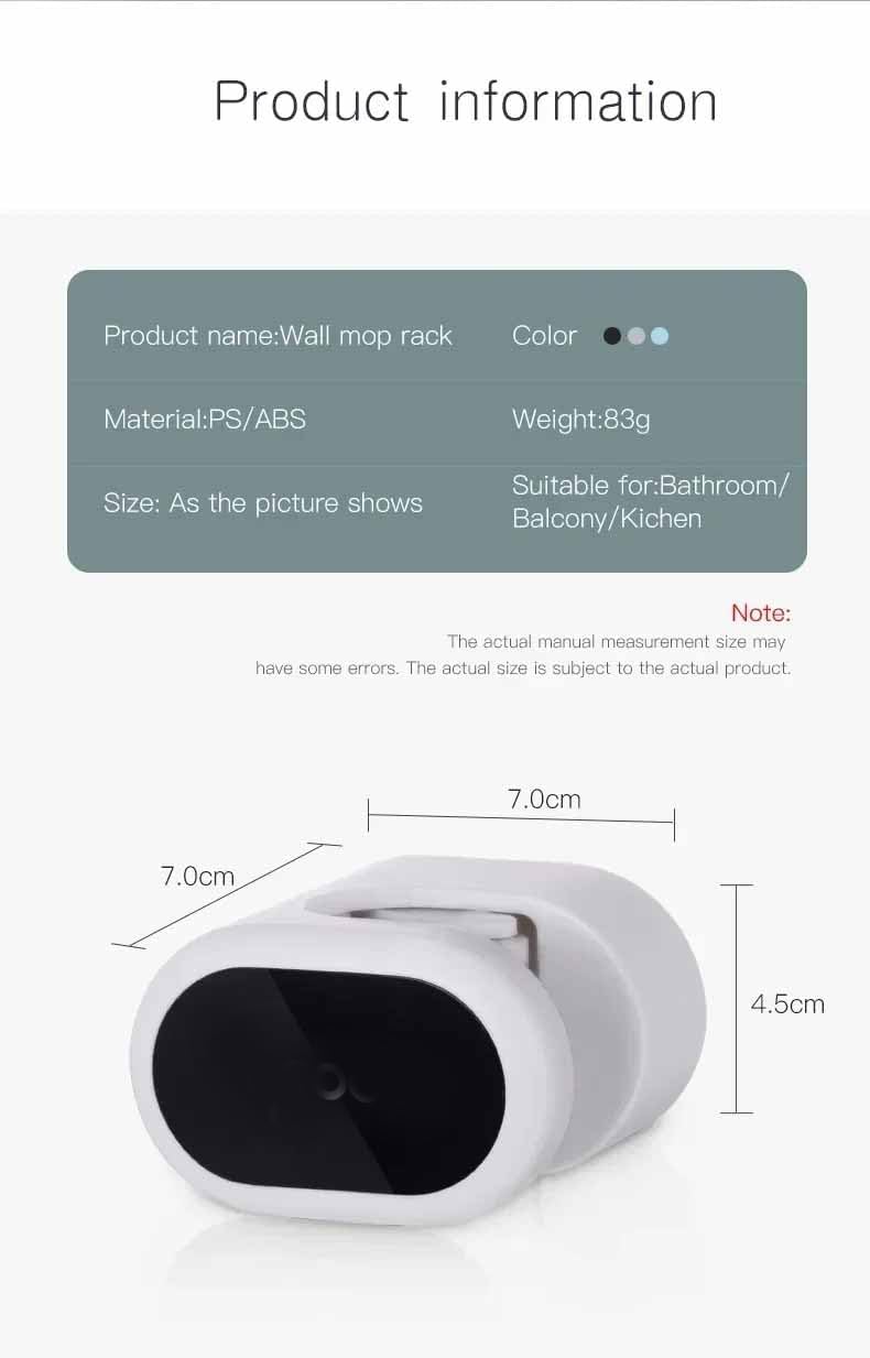 FYCAN Wall Mounted Self Adhesive Bathroom Mop Holder, Broom Holder Hanger Clip Bathroom Holder with Adhesive Sticker
