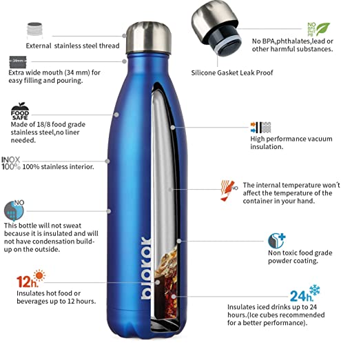 Image of BJPKPK 25 oz Insulated Water Bottle, Stainless Steel Flask, Leak Proof