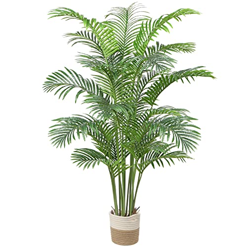 Artificial Areca Palm Plant 7 Feet Fake Palm Tree with 21 Trunks Real Touch Leaves Faux Tropical Trees in Pot for Indoor Outdoor Home Office Decor