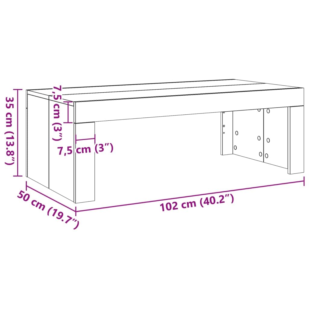 vidaXL Mesa de Centro Madera de ingeniería Roble Artisan 102x50x35 cm, mesita de Centro, Mesa de sofá, mesita de sofá, Mesa de salón, Mesa Auxiliar