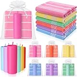 Acellegic 6 Set Turkish Towels Gifts with 30 x 60'' Turkish Beach Towels 16 oz Plastic Straw Cups Organza Bags End of Year Teacher Appreciation Gifts for Pool Bath Cruise Travel Summer Party Favors