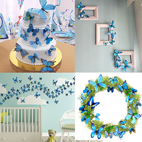 Vinilos decorativos mariposas 3D 48 piezas azules miniatura 2
