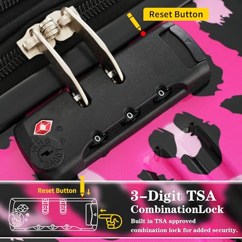 Hardshell Luggage Set 3 pcs Spinner Suitcase Lightweight 20" 24" 28" Leopard Design4