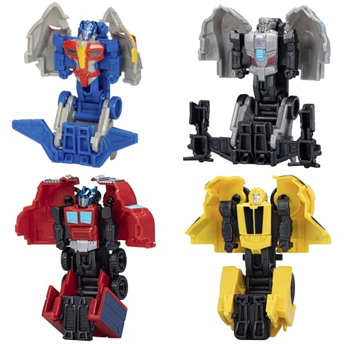 Transformers EarthSpark Tacticon Bundle, Set of 4 Mini Robot Action Figures, Converts in 1 Step, Interactive Fidget Toys for Boys and Girls Ages 6 and Up (Amazon Exclusive)