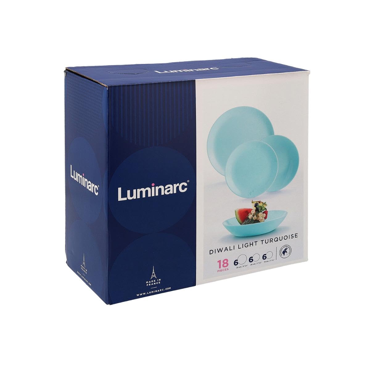 Luminarc Diwali Turchese Stoviglie Opale 18 Pezzi - 6 Persone Turchese