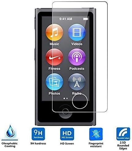 iPod nano 7th Generation Screen Protector, Vikoo 9H Hardness 2.5D Ultra-thin Anti-Scratch HD Clear Ballistic Tempered Glass Screen Protector for iPod nano 7th Generation