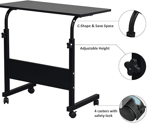 Miniatura 4 de Mesa auxiliar para sofá con ruedas, mesa auxiliar portátil para cama, mesa auxiliar portátil para cama, mesa de café ajustable en altura para sala