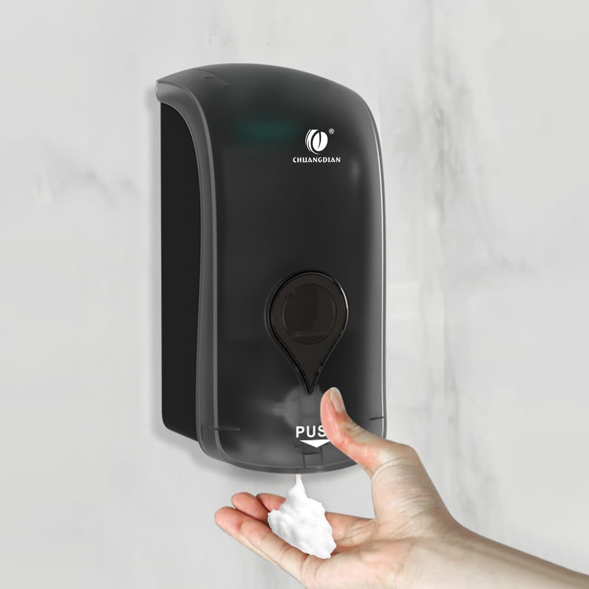 Dispenser sapone schiuma da parete, dispenser sapone bagno cucina, dispenser sapone plastica da muro (Schiuma 1000ml, Transparent Black)…