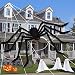 MOMOTOYS Halloween Decorations (2 Halloween Spiders + 1 Web) 30”Giant Spiders 11.8ft Spiderweb Decoration Round Outdoor Halloween Decorations Props For Halloween Party Themes Yard Indoor Decoration