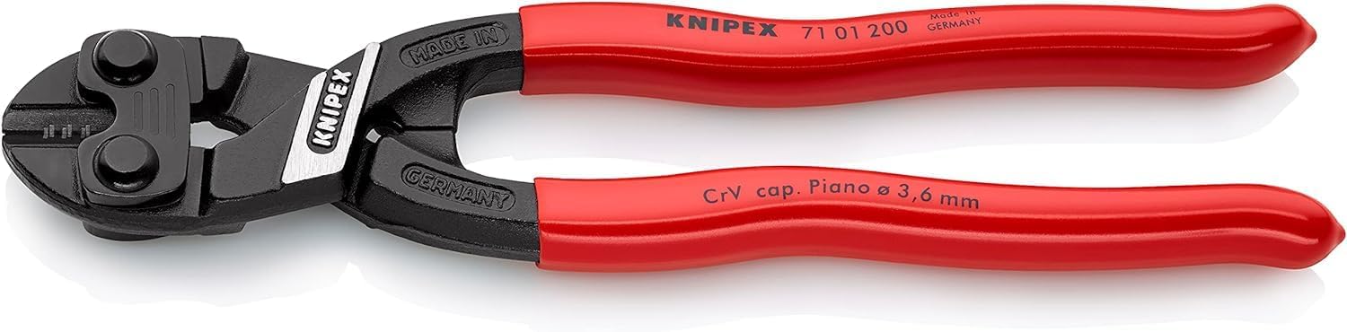 Knipex Cobolt Compact Bolt Cutters with PVC Grip, 200 mm, Red